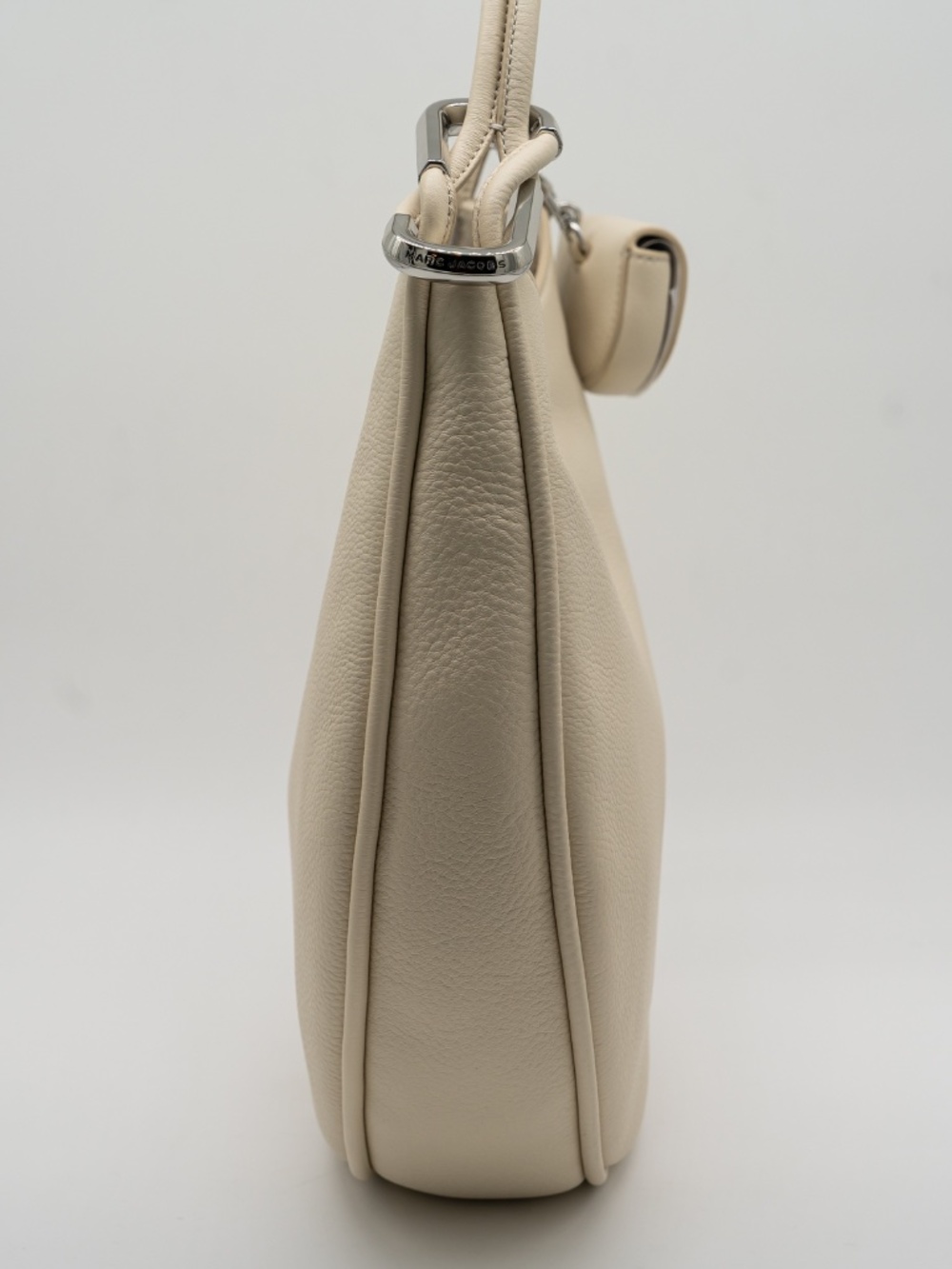 Marc Jacobs Leather Crescent Dual Hobo Large Shoulder Bag Cloud White - Picture 4 of 9